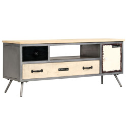 Szafka pod telewizor, lite drewno mango i stal, 120x30x45 cm