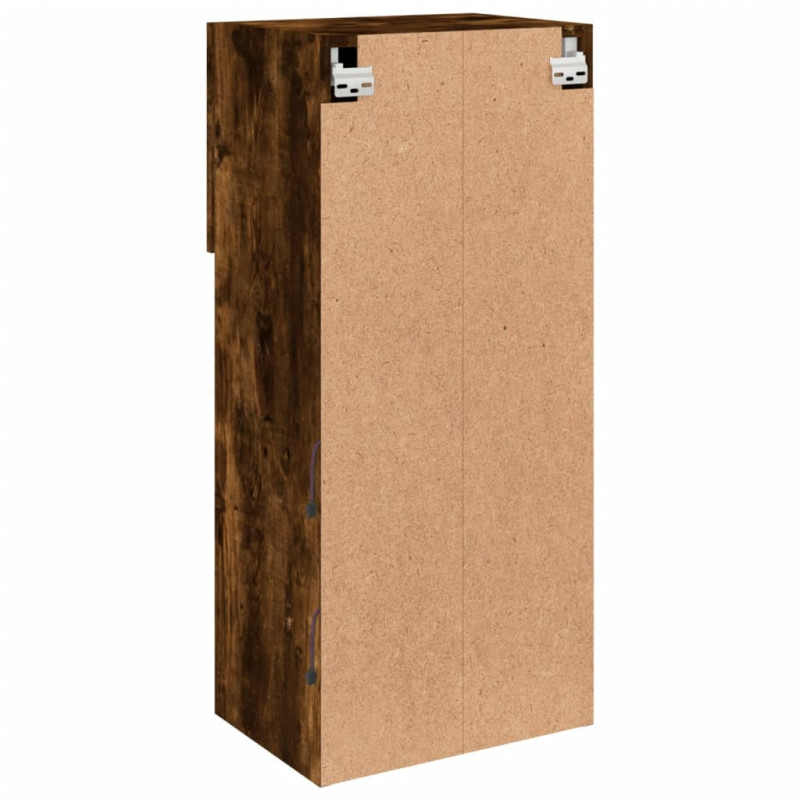 Szafki TV, z LED, 2 szt., przydymiony dąb, 40,5x30x90 cm