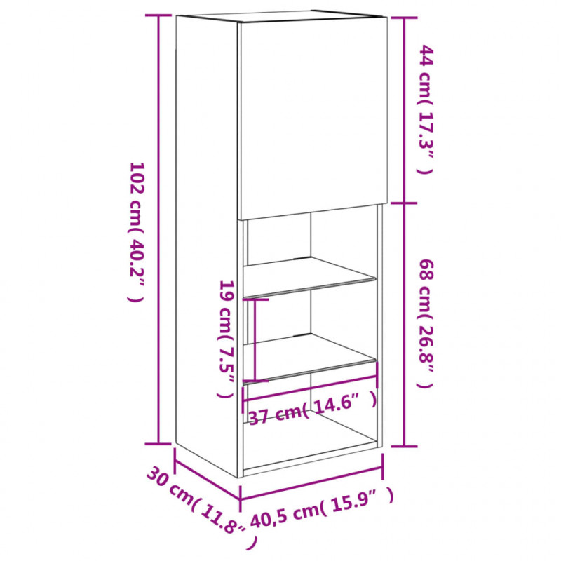 Szafka TV z LED, biała, 40,5x30x102 cm