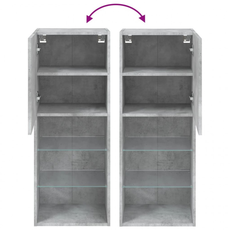 Szafka TV z LED, szarość betonu, 40,5x30x102 cm