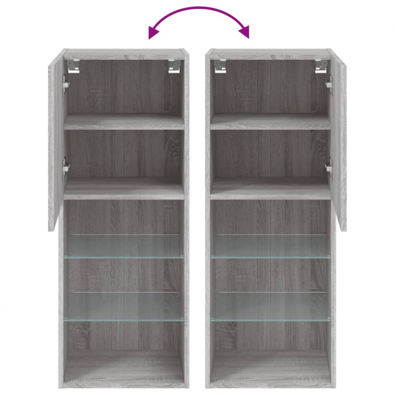 Szafka TV z LED, szary dąb sonoma, 40,5x30x102 cm