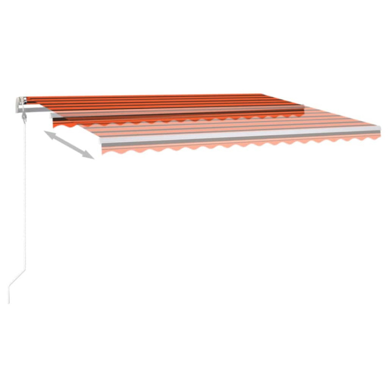 Ręcznie zwijana markiza z LED, 4,5x3,5 m, pomarańczowo-brązowa