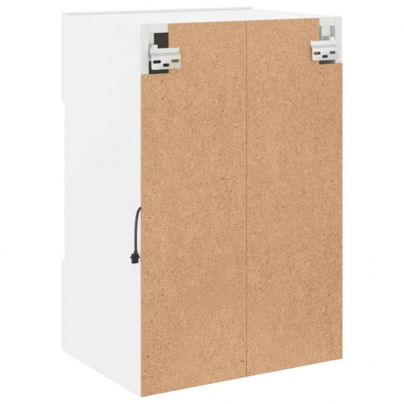 Ścienna szafka TV z LED, biała, 40x30x60,5 cm