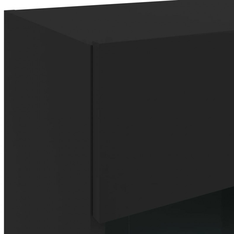 Ścienna szafka TV z LED, czarna, 40x30x60,5 cm
