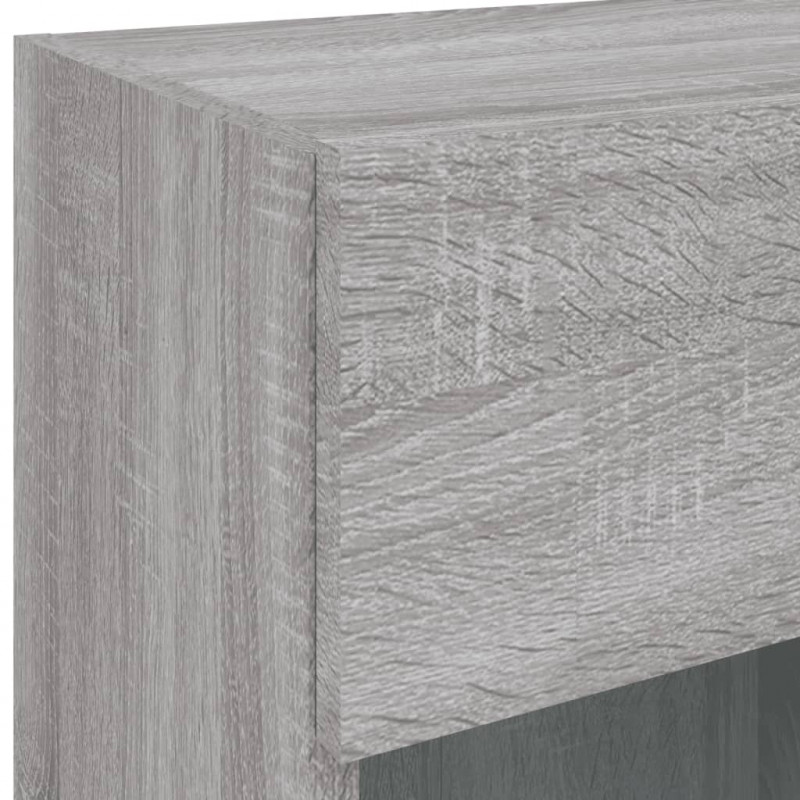 Ścienna szafka TV z LED, szary dąb sonoma, 40x30x60,5 cm