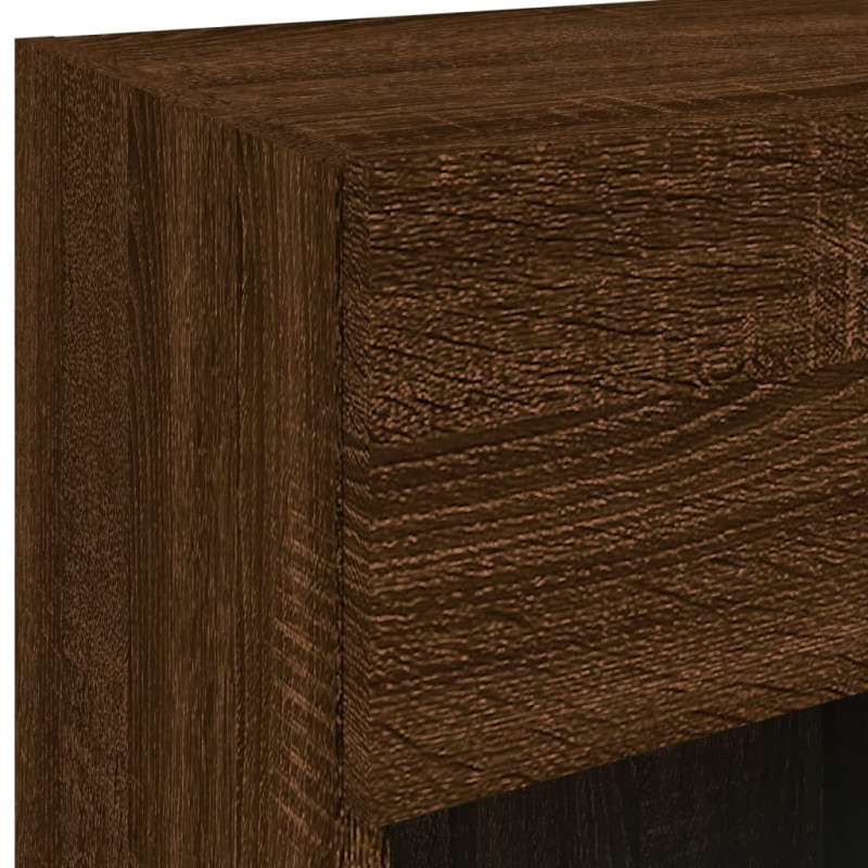 Ścienna szafka TV z LED, brązowy dąb, 40x30x60,5 cm