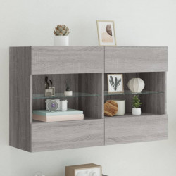 Ścienna szafka TV z LED, szary dąb sonoma, 98,5x30x60,5 cm