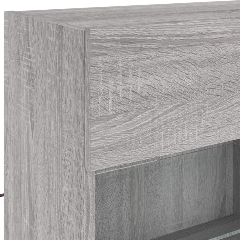 Ścienna szafka TV z LED, szary dąb sonoma, 98,5x30x60,5 cm