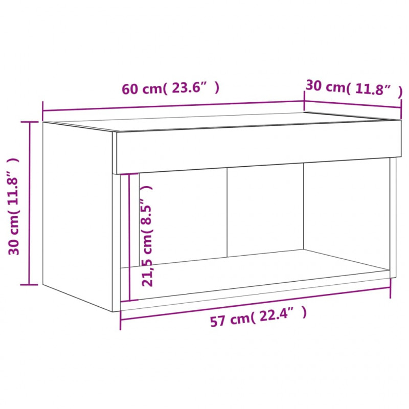 Szafka pod TV, z LED, kolor szary dąb sonoma, 60x30x30 cm