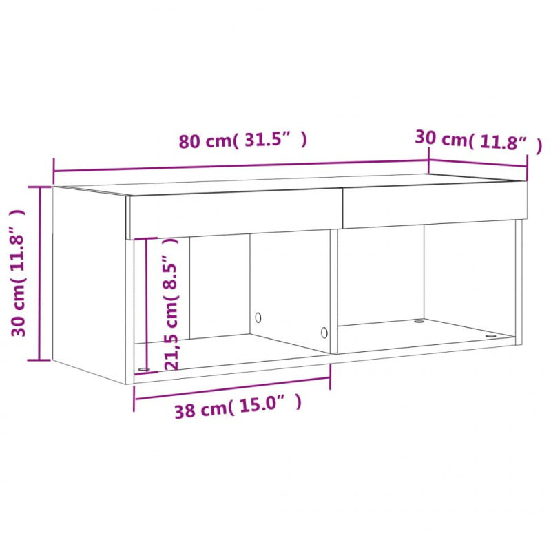 Szafka TV z oświetleniem LED, biała, 80x30x30 cm