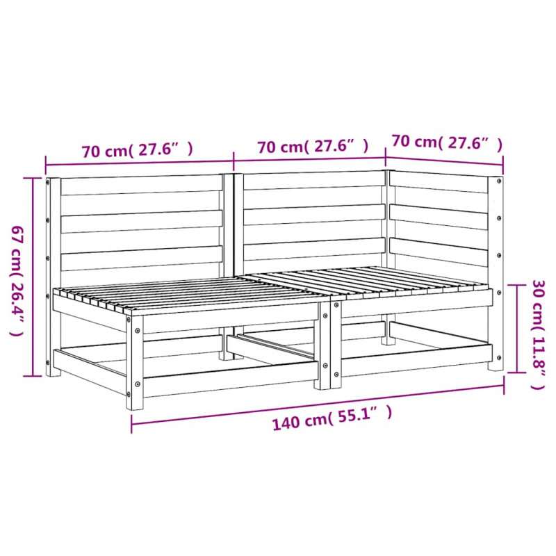 Sofa ogrodowa, 2-osobowa, lite drewno sosnowe
