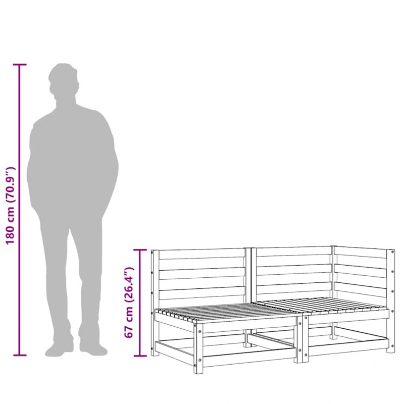 Sofa ogrodowa, 2-osobowa, lite drewno daglezjowe