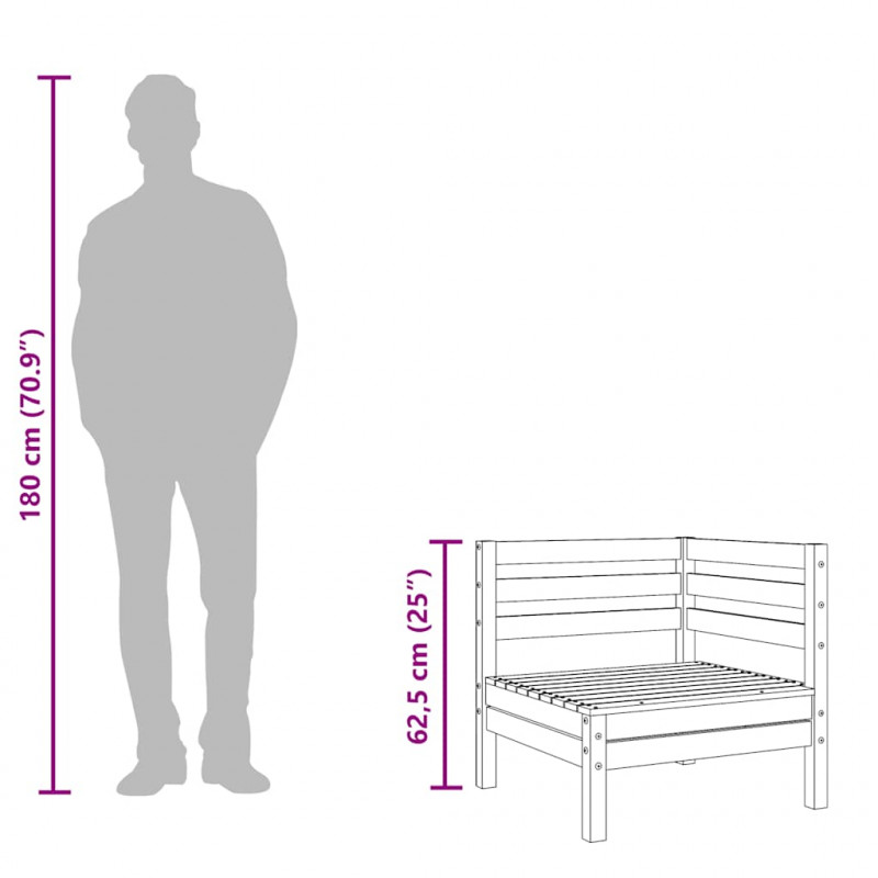 Ogrodowa sofa narożna, lite drewno daglezjowe