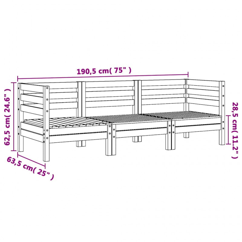 Ogrodowa sofa 3-osobowa, impregnowane drewno sosnowe