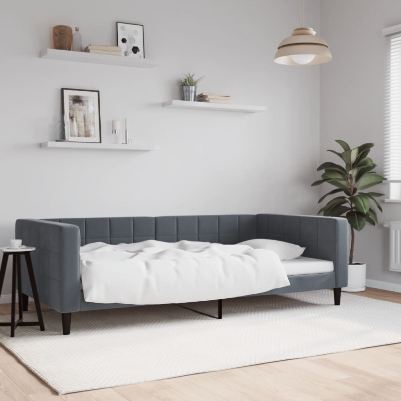 Sofa z funkcją spania, ciemnoszara, 100x200 cm, aksamit