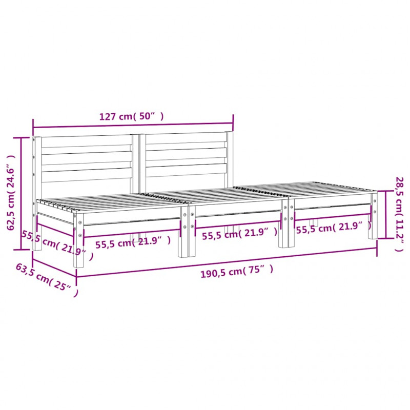 Ogrodowa sofa 3-osobowa, woskowy brąz, lite drewno sosnowe