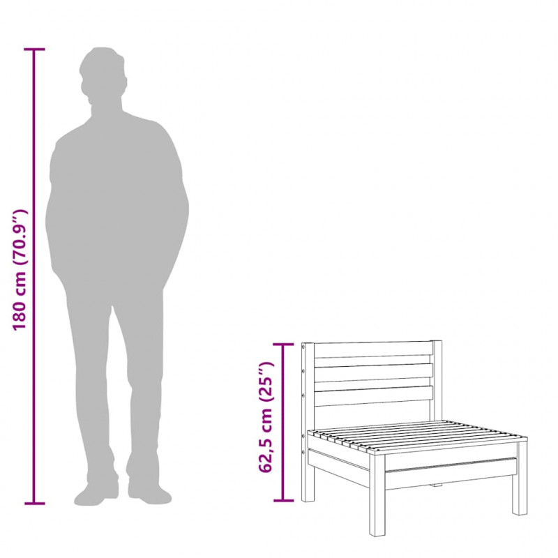 Ogrodowa sofa 3-osobowa, woskowy brąz, lite drewno sosnowe