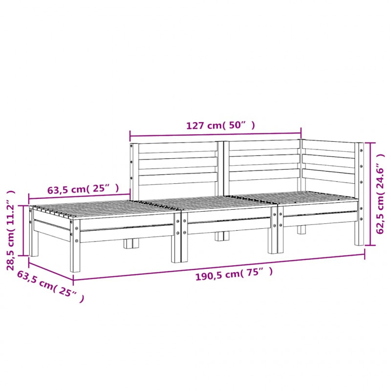 Ogrodowa sofa 3-osobowa, lite drewno daglezjowe