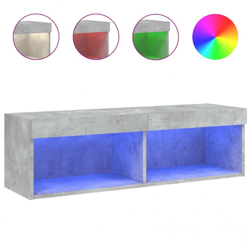 Szafka TV z oświetleniem LED, szarość betonu, 100x30x30 cm