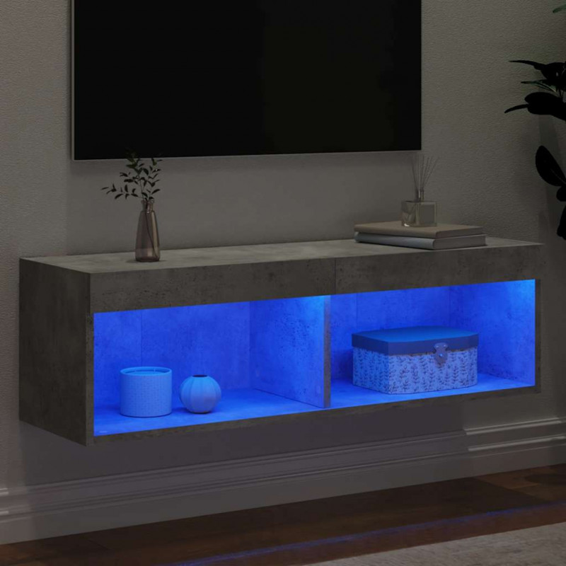 Szafka TV z oświetleniem LED, szarość betonu, 100x30x30 cm