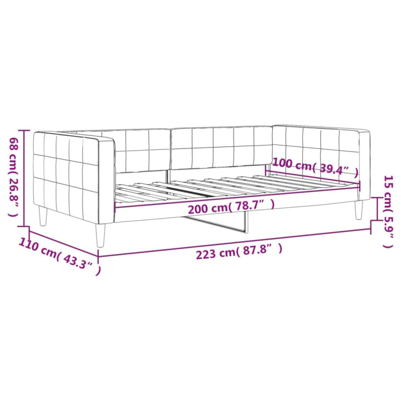 Sofa z funkcją spania, ciemnoszara, 100x200 cm, aksamit