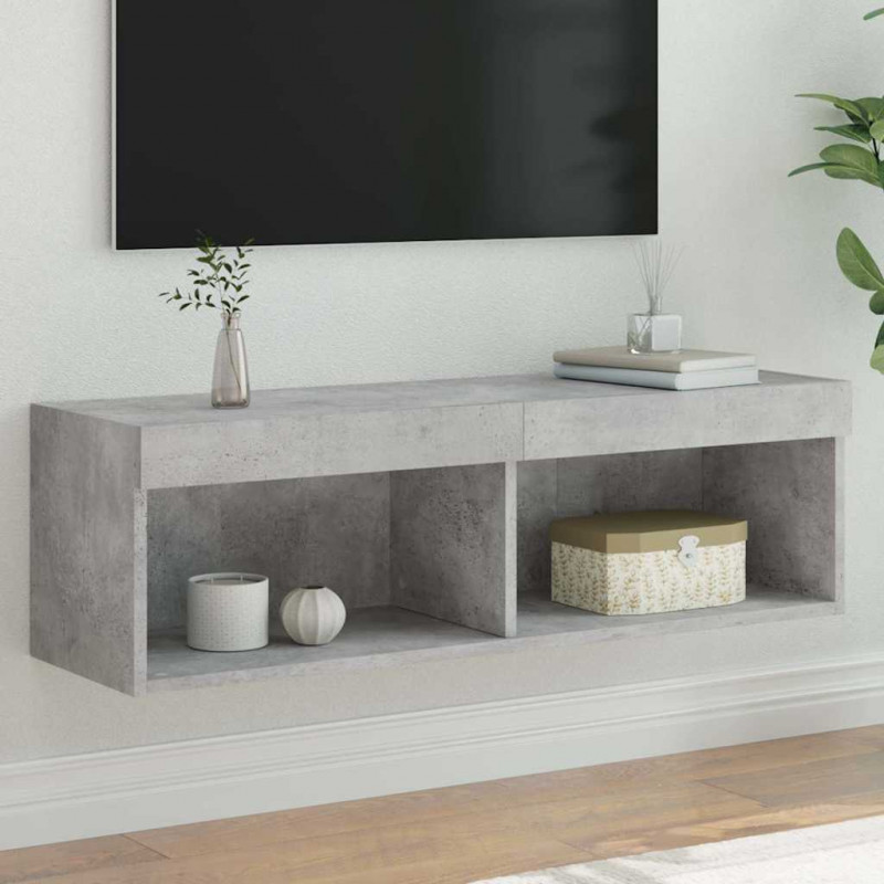 Szafka TV z oświetleniem LED, szarość betonu, 100x30x30 cm