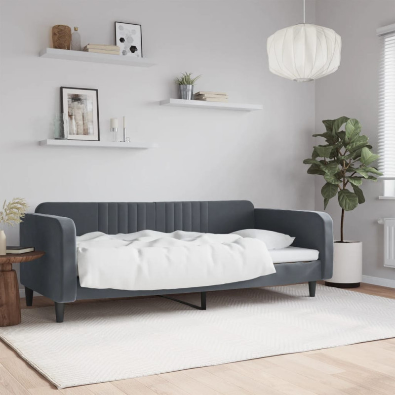 Sofa z funkcją spania, ciemnoszara, 100x200 cm, aksamit