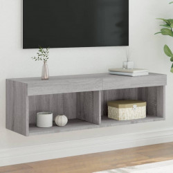 Szafka TV z oświetleniem LED, szary dąb sonoma, 100x30x30 cm