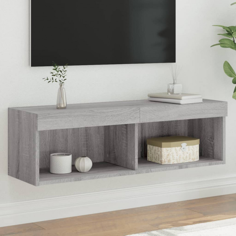 Szafka TV z oświetleniem LED, szary dąb sonoma, 100x30x30 cm