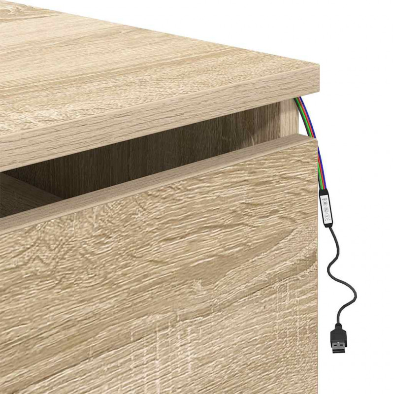 Wiszące szafki nocne z LED, 2 szt., dąb sonoma