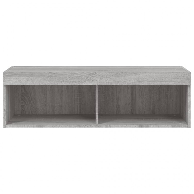 Szafka TV z oświetleniem LED, szary dąb sonoma, 100x30x30 cm