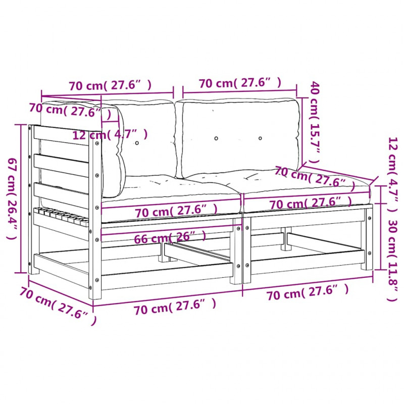 2-osobowa sofa ogrodowa z poduszkami, lite drewno sosnowe