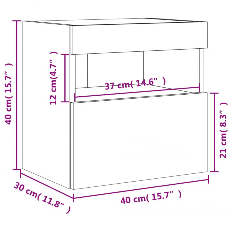 Ścienne szafki TV z LED, 2 szt., białe, 40x30x40 cm