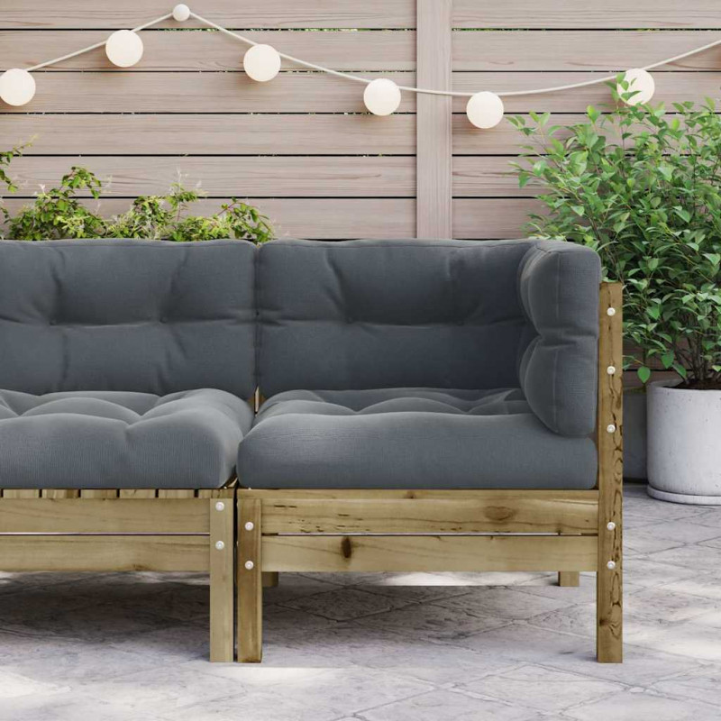 Ogrodowa sofa narożna z poduszkami, impregnowane drewno sosnowe