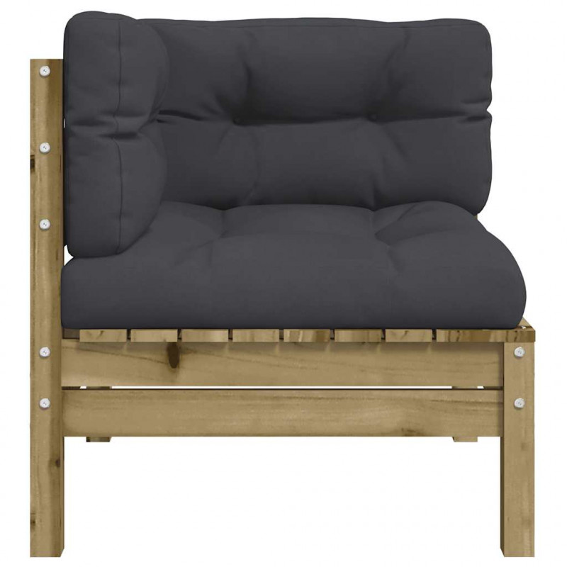 Ogrodowa sofa narożna z poduszkami, impregnowane drewno sosnowe