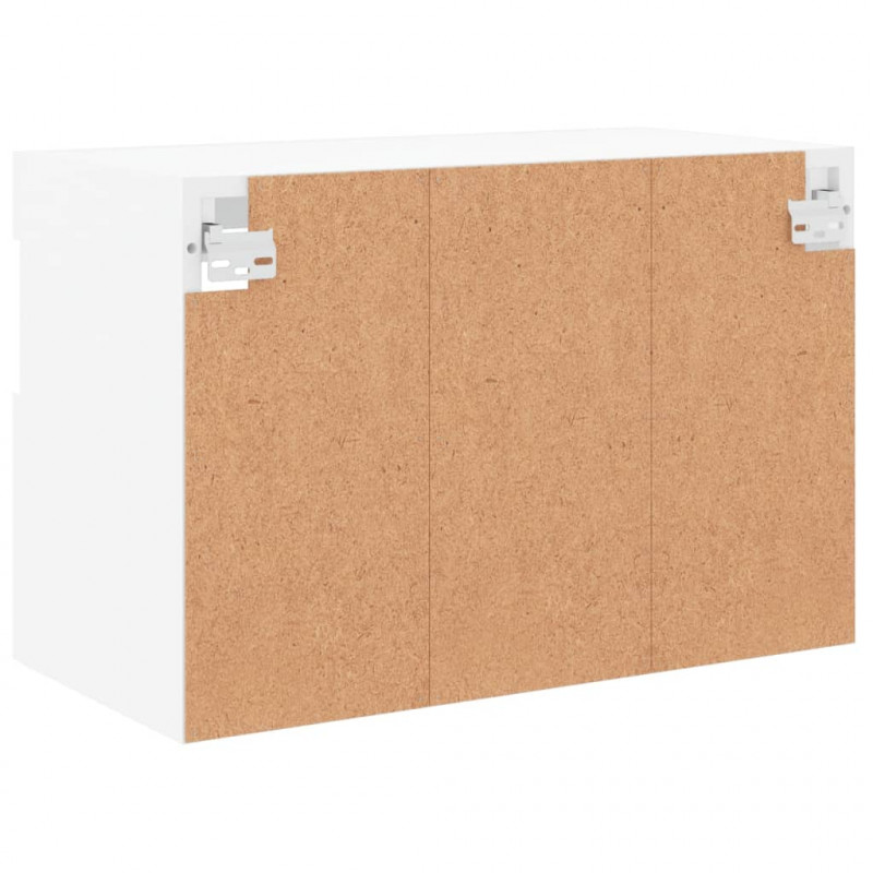 Ścienna szafka TV z LED, biała, 60x30x40 cm