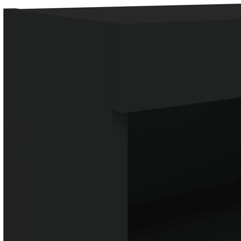 Ścienna szafka TV z LED, czarna, 60x30x40 cm