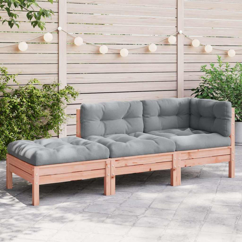 Sofa ogrodowa z poduszkami i podnóżkiem, 3-osobowa