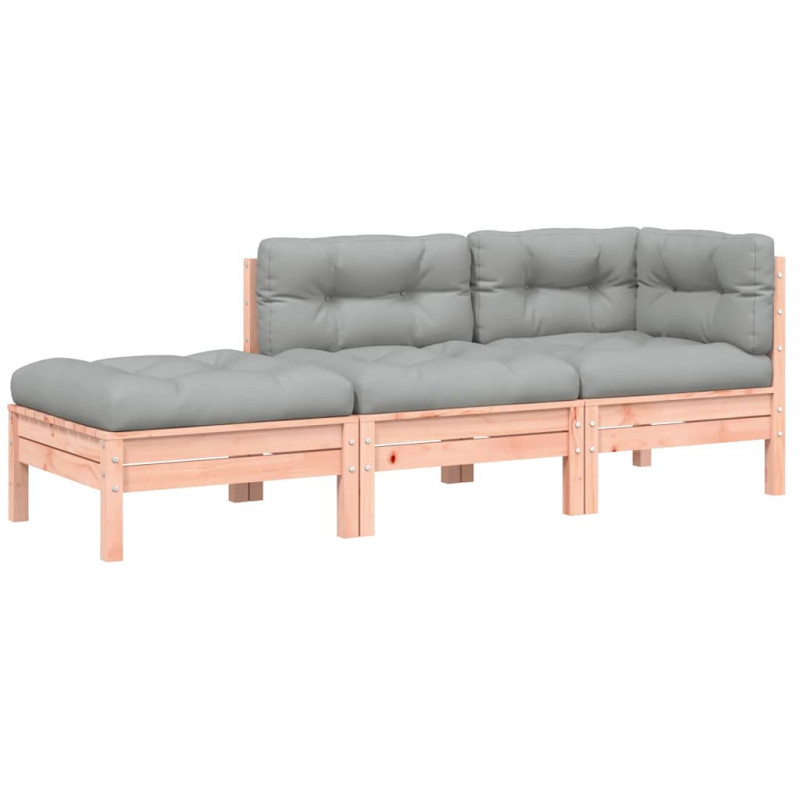 Sofa ogrodowa z poduszkami i podnóżkiem, 3-osobowa