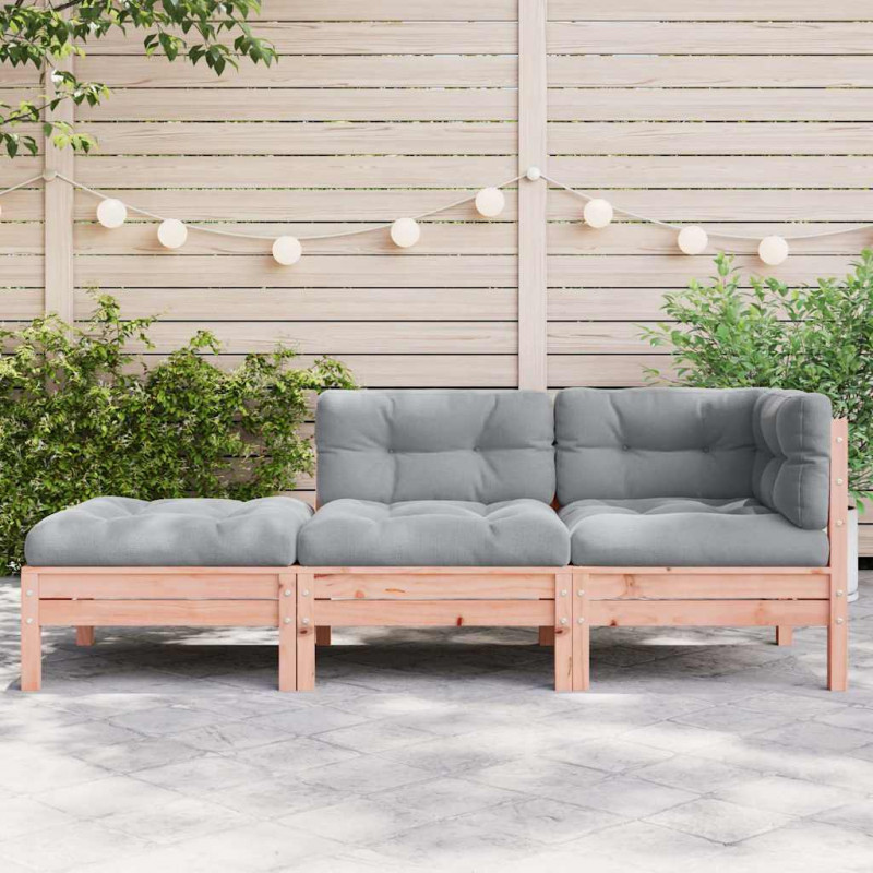 Sofa ogrodowa z poduszkami i podnóżkiem, 3-osobowa