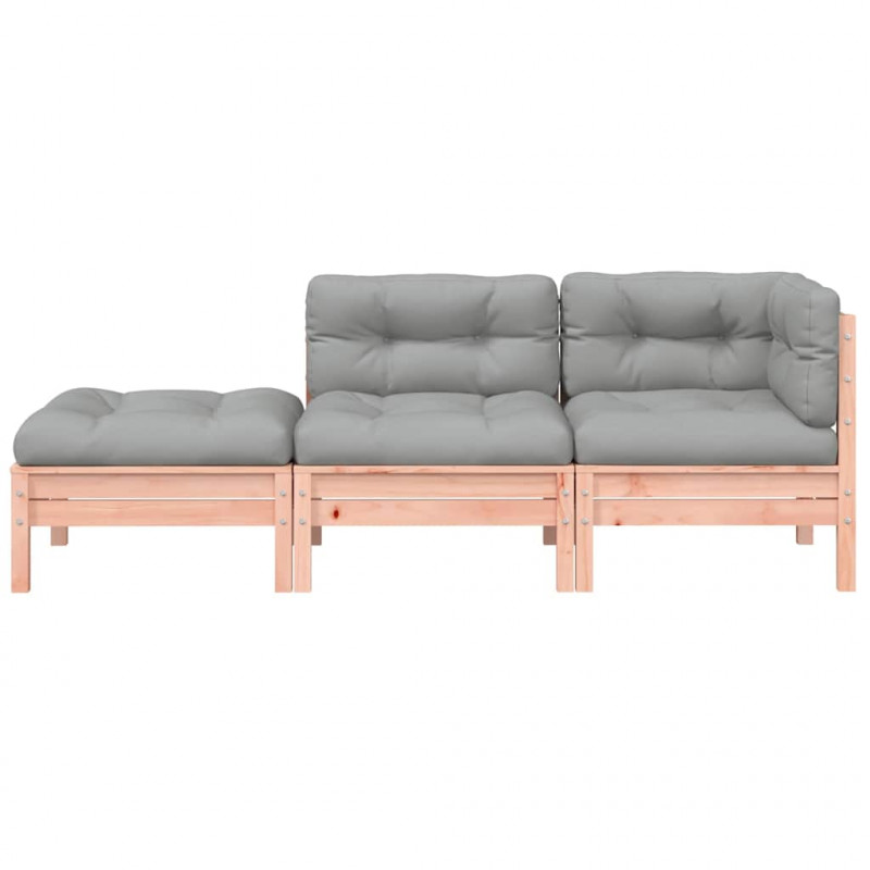 Sofa ogrodowa z poduszkami i podnóżkiem, 3-osobowa