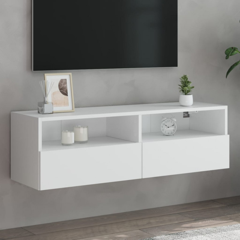 Ścienna szafka TV, biała, 100x30x30 cm