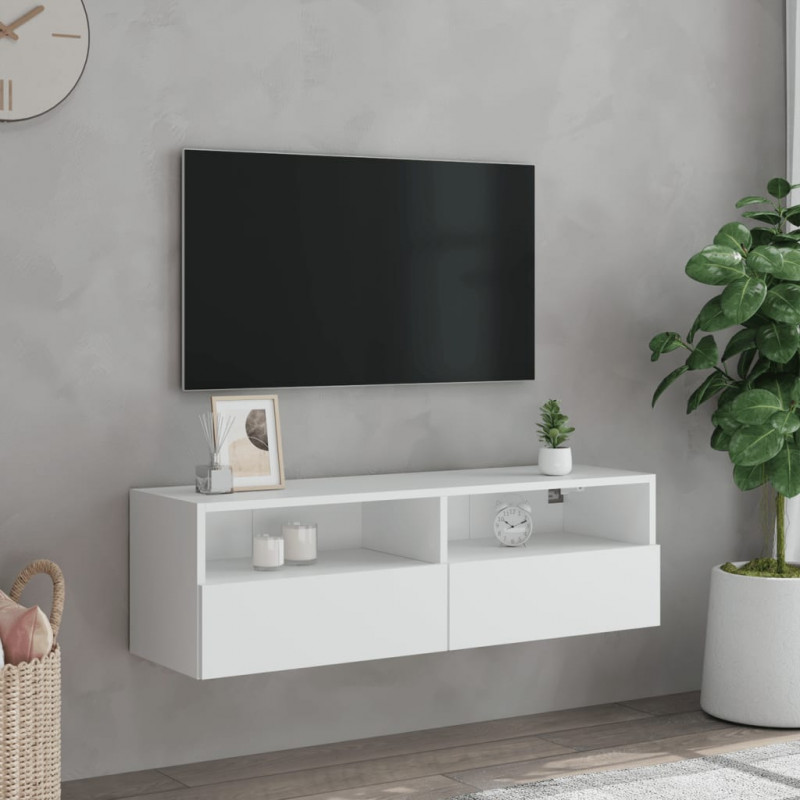 Ścienna szafka TV, biała, 100x30x30 cm