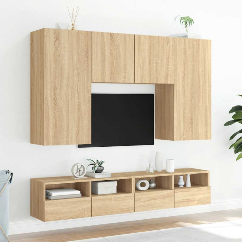 Szafki ścienne TV, 2 szt., dąb sonoma, 100x30x30 cm