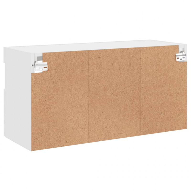 Ścienna szafka TV z LED, biała, 80x30x40 cm