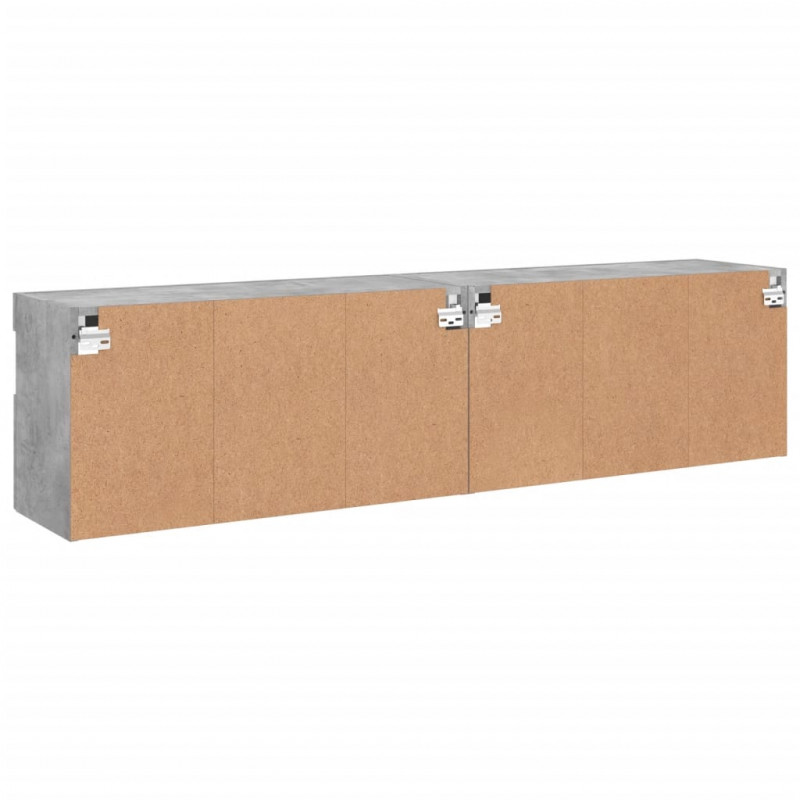Ścienne szafki TV z LED, 2 szt., szarość betonu, 80x30x40 cm