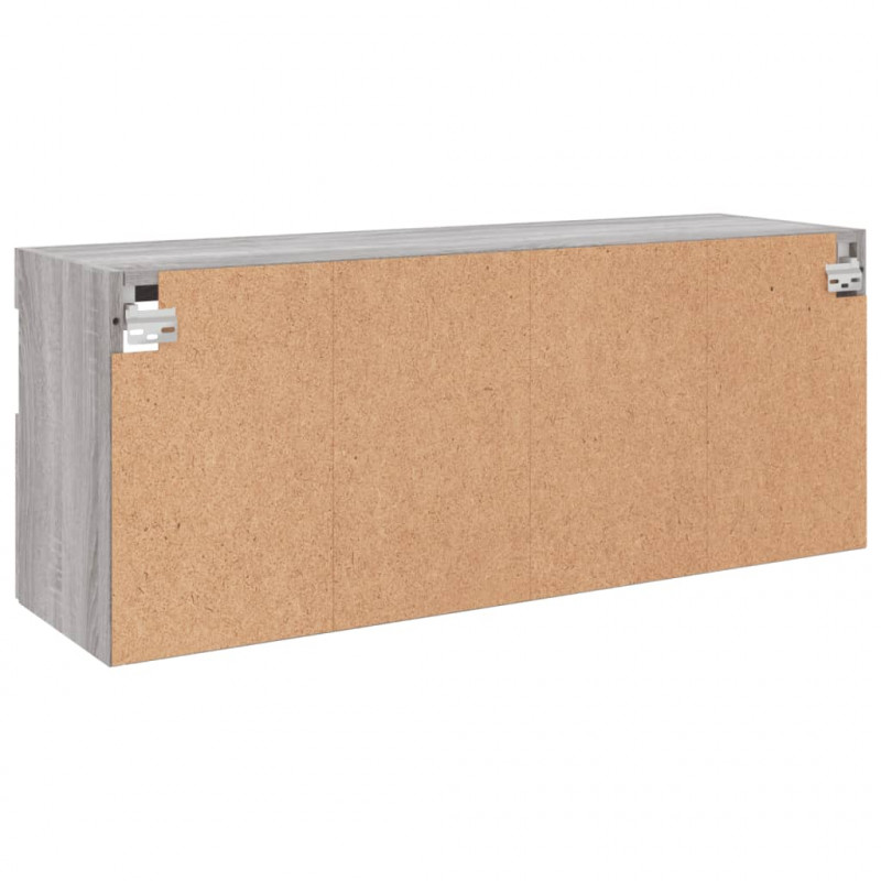 Ścienna szafka TV z LED, szary dąb sonoma, 100x30x40 cm