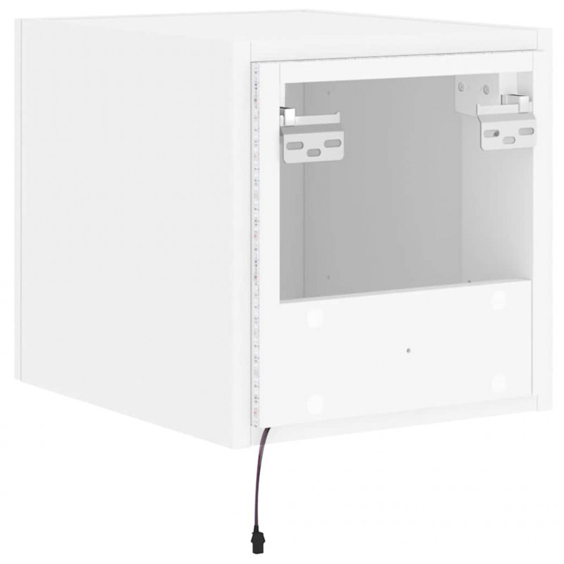 Ścienna szafka TV z LED, biała, 30,5x35x30 cm