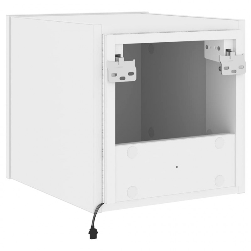 Ścienne szafki TV z LED, 2 szt., białe, 30,5x35x30 cm