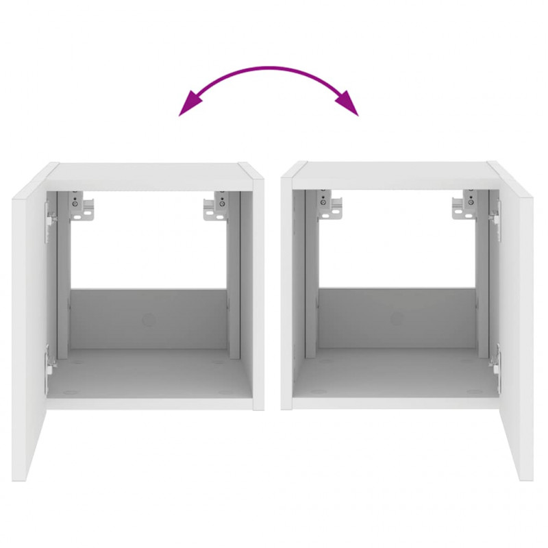 Ścienne szafki TV z LED, 2 szt., białe, 30,5x35x30 cm